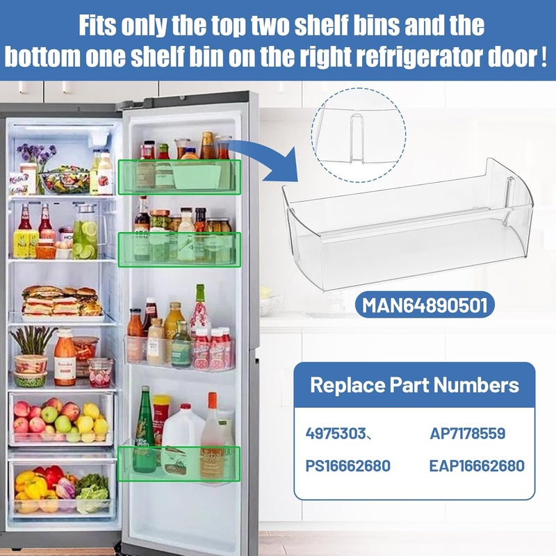 iouxvt UPGRADED MAN64890501 Refrigerator Door Shelf Bin Compatible With LG Refrigerator Door Bin LRSOS2706S LRSXS2706S LRSXS2706V LRSXS2706W LRSDS2706S Fridge Gallon Shelf Door Basket Replacement Right - Image 3